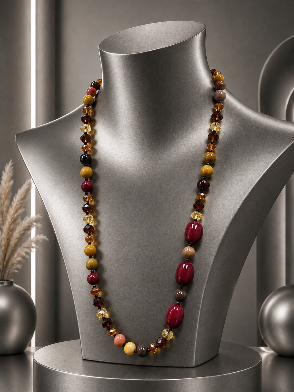 🆕😍Multi-Color Genuine Mookite Long Necklace - Women Jewelry